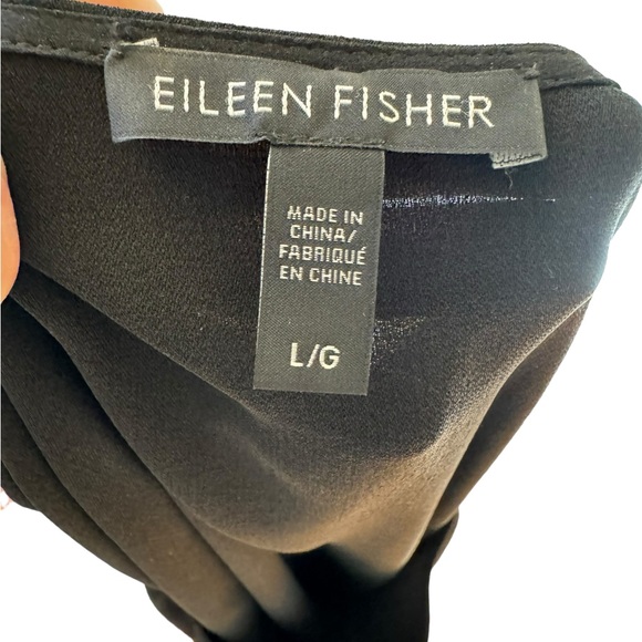 Eileen Fisher Black Silk Midi Dress. Short Sleeves, Boxy Cut. Size L. EUC - Picture 5 of 9